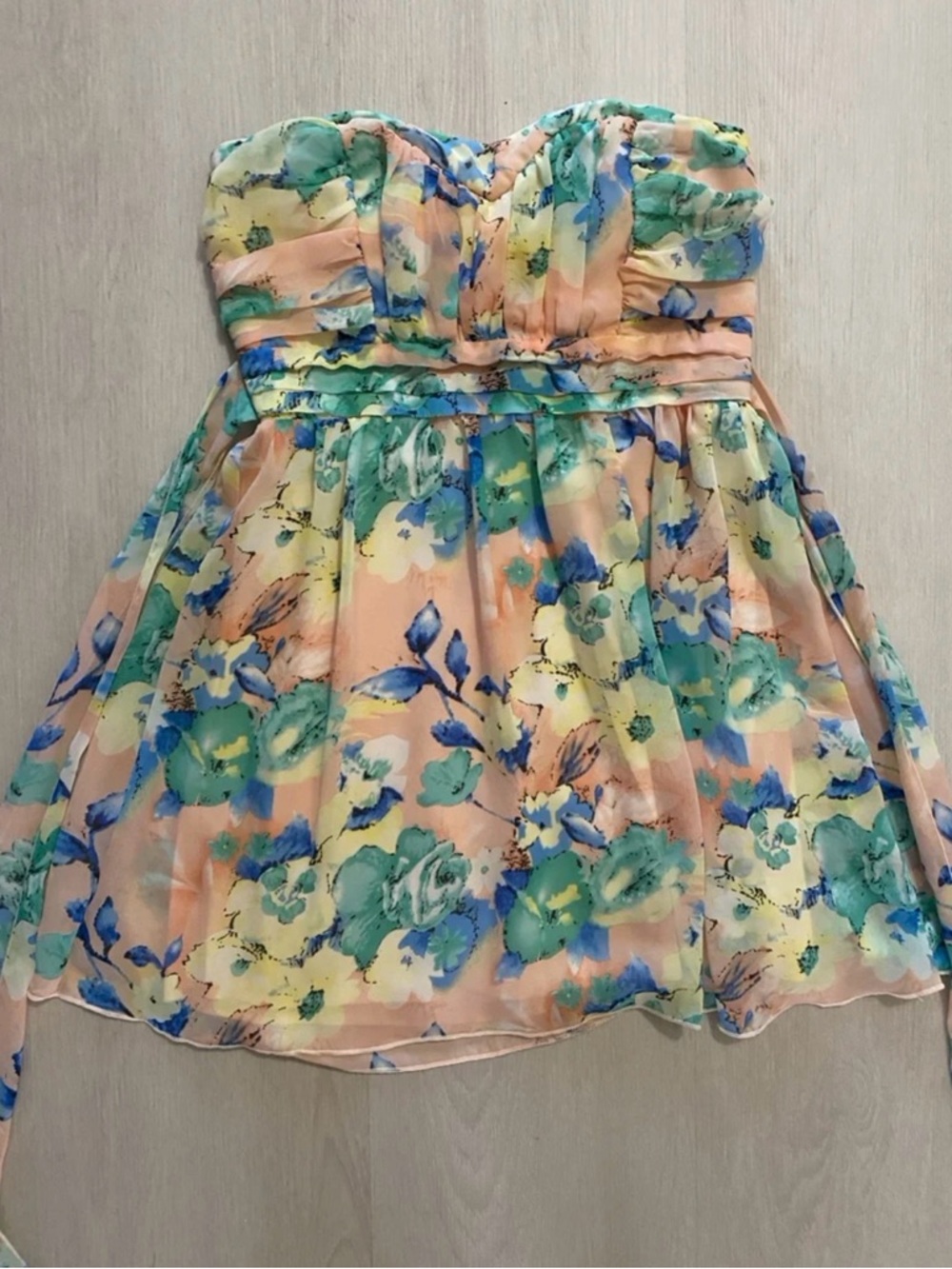 Trixxi Strapless Pastel Floral Junior’s Dress